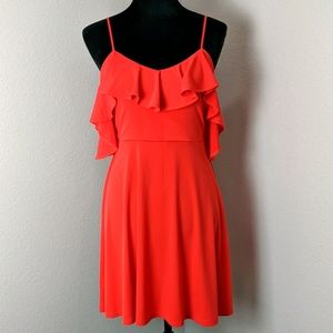 3/$50 Coral Sundress with Ruffled Neckline
